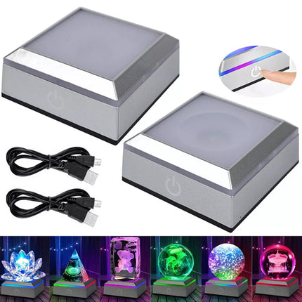 3D LED Light Base Display Stand Square Round for Crystal Art Glass