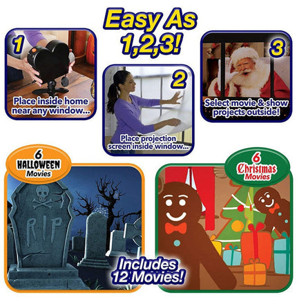 Window Wonderland Halloween Christmas Holographic Projection Light