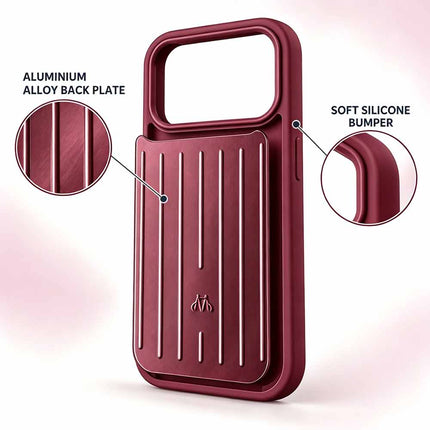 New Premium Aluminum Phone Case for iPhone 18 Pro with Burgundy Cover