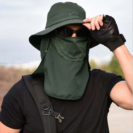 Outdoor Sun UV Protection Fishing Cap Neck Face Flap Hat Wide Brim Summer