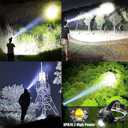 LED Headlight Bright Waterproof USB Rechargeable, 3 Batteries Included