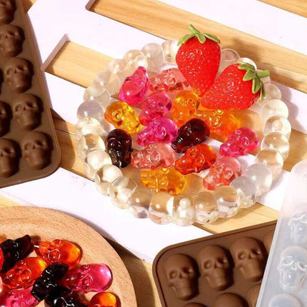 40 Cavity Silicone Halloween Skull Gummy Candy Jelly Mold Ice Tray