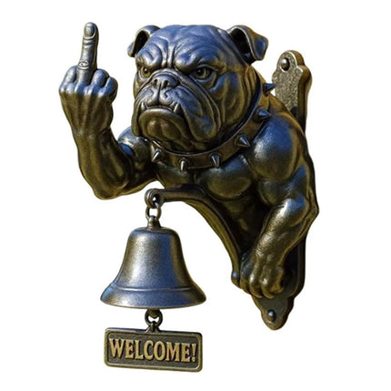 Funny Rustic Bulldog Doorbell, Cast Iron Door Ring with Character
