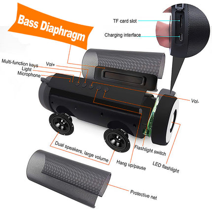 Portable Waterproof Bluetooth Subwoofer Speaker with TF Card & Radio