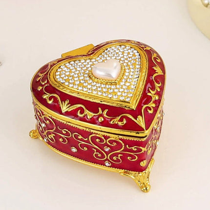 Vintage Alloy Jewellery Box Trinket Organiser Ring Necklace Storage Case