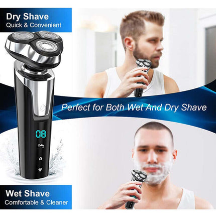 Men's Electric Shaver Dry Wet Cordless Razor USB Rechargeable Rotary