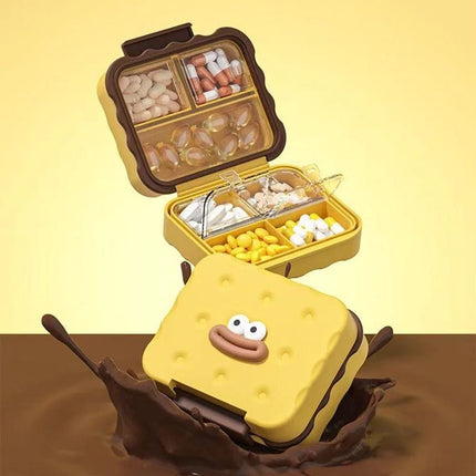7 Compartment Cute Pill Box, Waterproof Mini Pill Case for Damp-Proof Travel