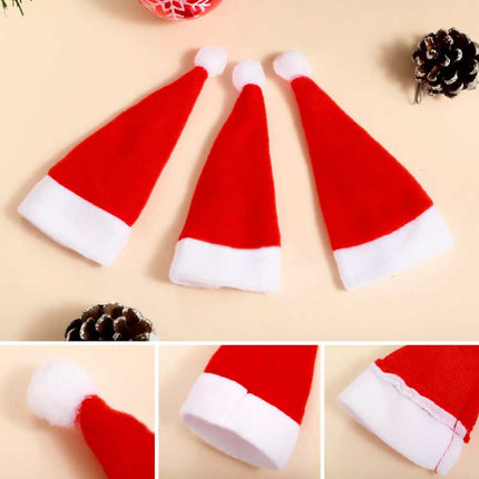 10PCS Red Hat Santa Cutlery Bags Xmas Knife Fork Holder Decoration