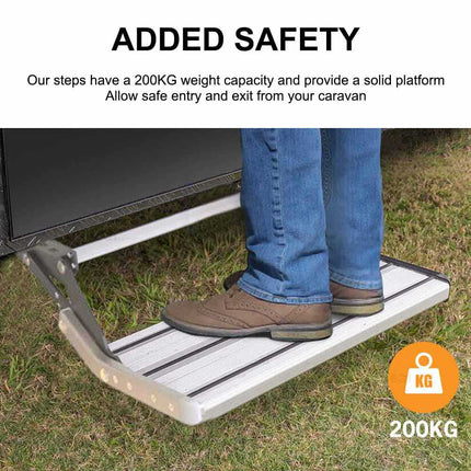 12V Electric Aluminium Caravan Step, Single Pull Out Folding RV Step