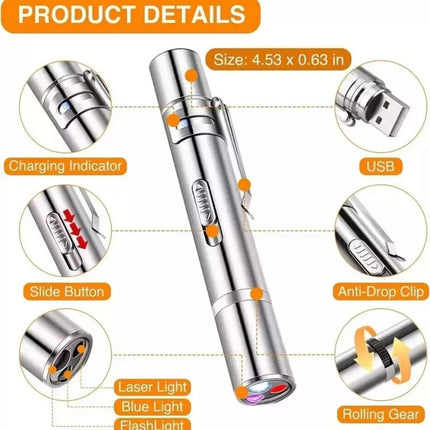 7 in 1 USB Rechargeable Laser Pointer UV Multi Beam Cat Dog Pet Toy