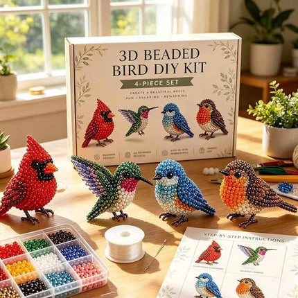 3D Beaded Animal DIY Kit – Cute Bead Embroidery Craft for Kids