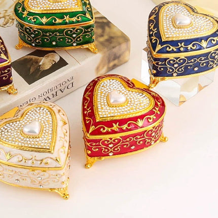 Vintage Alloy Jewellery Box Trinket Organiser Ring Necklace Storage Case