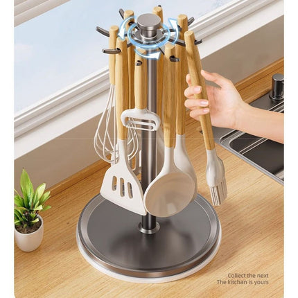 Rotatable Kitchen Tool Holder Utensil Stand for Spoon Spatulas Whisks