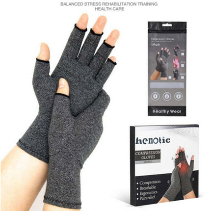 Arthritis Compression Gloves Pair Fingerless Half Finger Hand Support