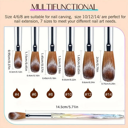 6Pcs Kolinsky Sable Nail Brush Set for Acrylic Powder, New Design