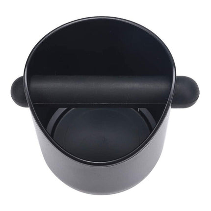 Coffee Waste Container with Knock Bar & Tamper Tube, Black Bucket for Barista