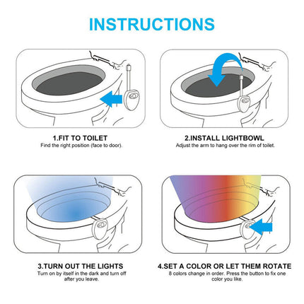 16 Color LED Toilet Night Light USB Rechargeable Waterproof Motion Sensor