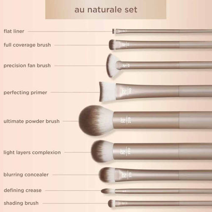 9 Piece Real Techniques Makeup Brush Set Naturale RT4266 Foundation Powder
