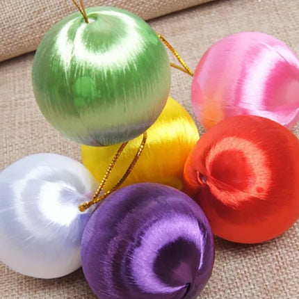 6Pcs 5cm Christmas Tree Baubles Satin Xmas Balls Hanging Party Decor