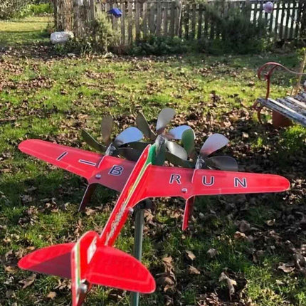 Compass Weather Vane Garden Decoration with Airplane Wind Spinner Windmill