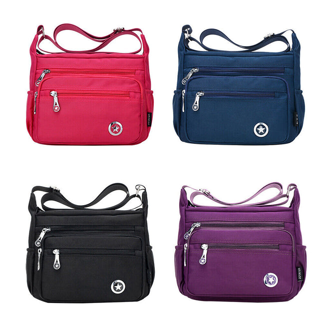 Canvas Messenger Bag Women Multi Pockets Cross Body Shoulder Handbag
