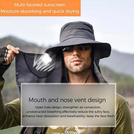 Outdoor Sun UV Protection Fishing Cap Neck Face Flap Hat Wide Brim Summer