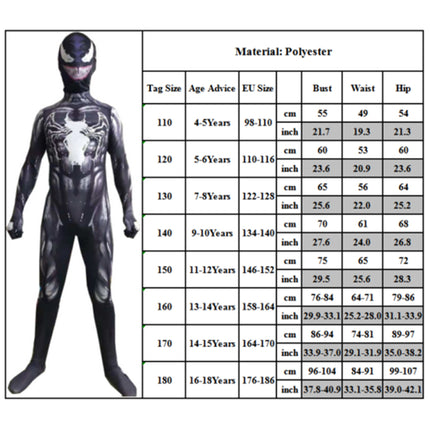 Venom Jumpsuit Costume Spiderman Superhero Cosplay Birthday Gift