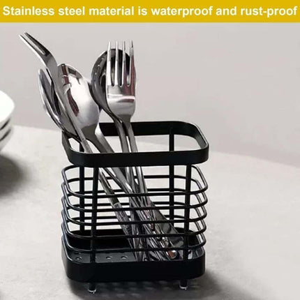 Stainless Steel Cutlery Holder & Kitchen Utensil Drainer Caddy Sink Tidy Stand