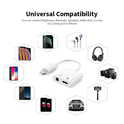 2-in-1 iPhone Lightning to 3.5mm Splitter: AUX Headphone & Charger with Call Support