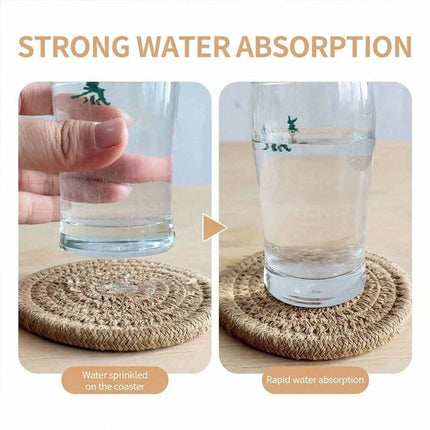 8pcs Non-Woven Heat Resistant Cup Coasters Set with Iron Frame, Non-Slip Drink Mat