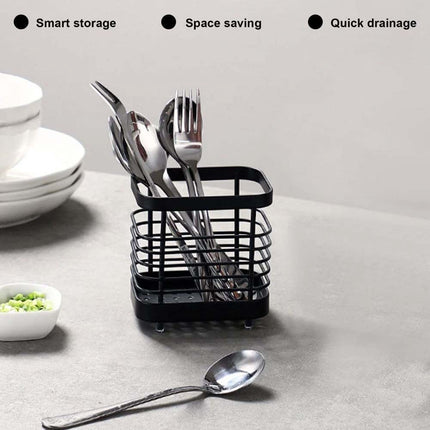Stainless Steel Cutlery Holder & Kitchen Utensil Drainer Caddy Sink Tidy Stand
