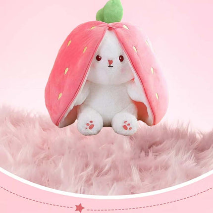 18cm Strawberry Bunny Plush Doll Soft Hide-and-Seek Toy Gift