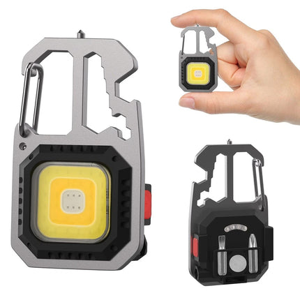 1x USB Rechargeable LED COB Work Light Mini Magnetic Keychain Torch Lamp