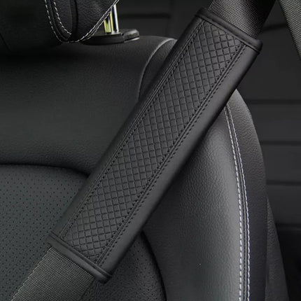 Car Seat Belt Shoulder Pad 2PCS Leather Embossed Soft Comfortable Cover