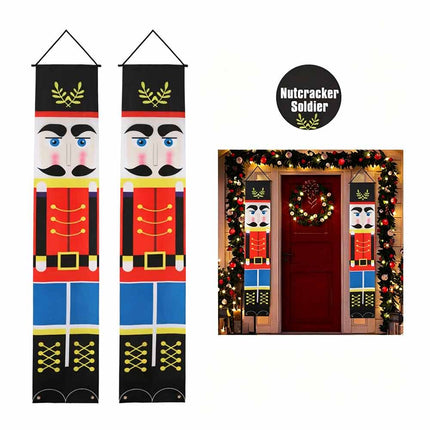 Christmas Nutcracker Soldier Banner Flag Wall Hanging Xmas Decor 180x30cm