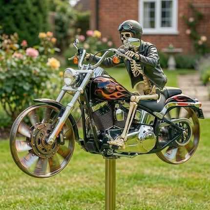 Motorcycle Wind Spinner Yard Garden Biker Windmill Rotating Wheels Flat 2D