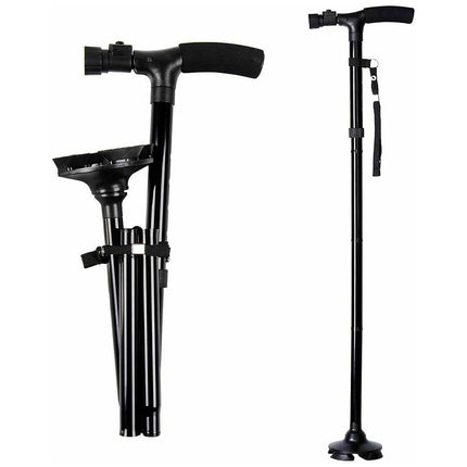 Adjustable Folding Walking Stick with LED Light and Comfortable Strap