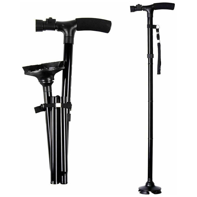Adjustable Folding Walking Stick with LED Light and Comfortable Strap