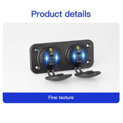 12-24V Car Fast Charger Panel 2x QC3.0 + 2x PD USB-C Ports