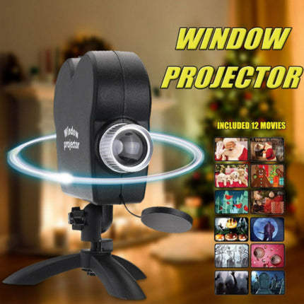 12-Movie Holographic Projector for Christmas Halloween, Window & Stage Lamp
