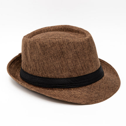 Men Women Summer Fedora Hat Straw Trilby Beach Sun Panama Cap Brim