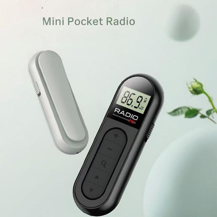 Portable Mini FM Radio with Clip, Rechargeable for Tour Guide & Racing