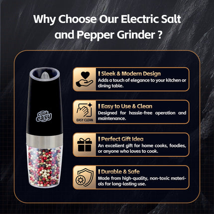 2 Pcs Electric Salt & Pepper Shakers – Gravity-Activated Spice Grinders