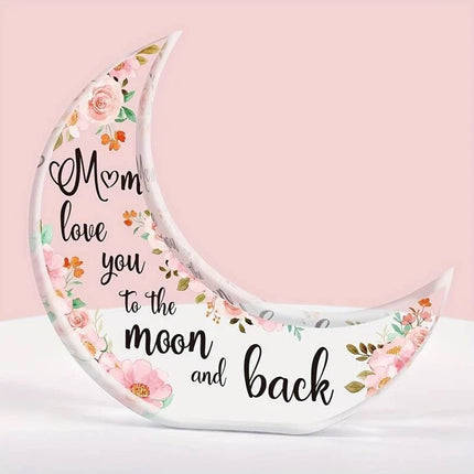 Mum Moon Shaped Acrylic Plaque Christmas Mothers Day Xmas Gift