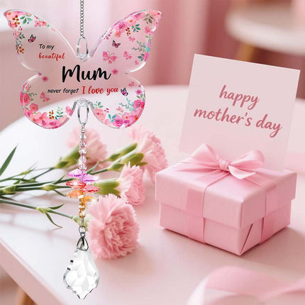 Mothers Day Unique Gift for Mum from Daughter Son, Butterfly Acrylic Suncatcher