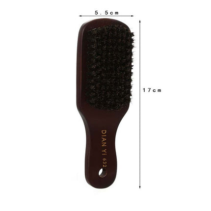 Natural Bristle Paddle Hair Brush Anti-Static Scalp Massage Dark Wood
