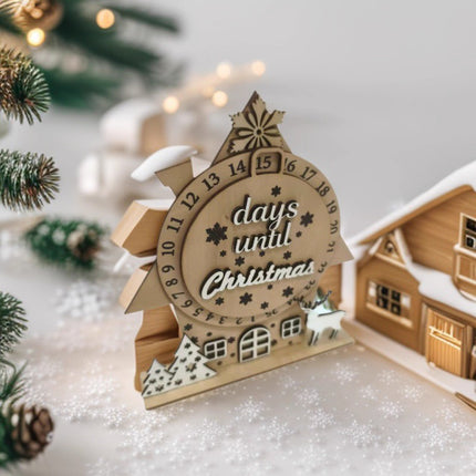 Wooden Christmas Advent Calendar Tabletop Countdown Decor Changeable Day