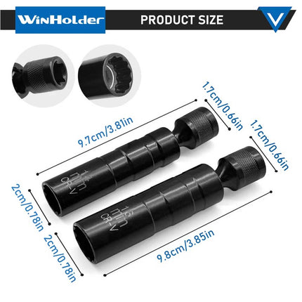 2X Magnetic Thin Wall Swivel Spark Plug Socket Removal Tool 12Pt 14mm+16mm