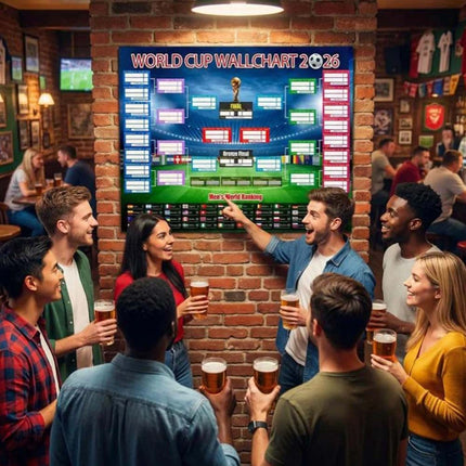 2X 2026 World Cup Football Wall Chart 87x58cm Foldable Schedule Poster