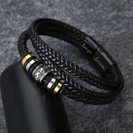 To My Son PU Leather Bracelet Gift Box Birthday Present for Son